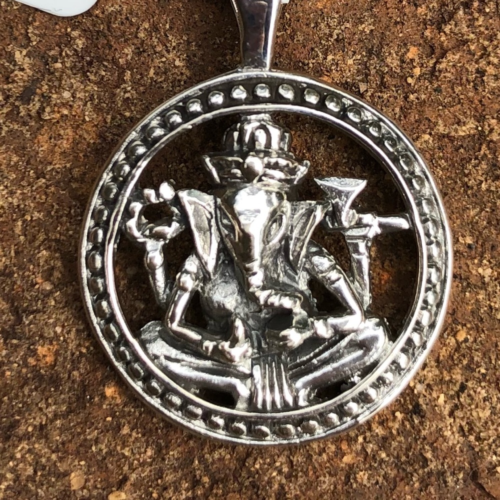 STERLING SILVER GANESHA ELEPHANT PENDANT